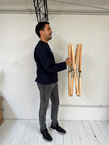 Palermo Tripolina Polo leather folding chair with ottoman