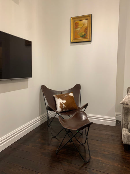 POLO LEATHER BUTTERFLY CHAIR WITH OTTOMAN