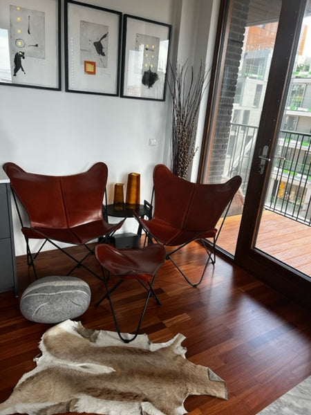 POLO LEATHER BUTTERFLY CHAIR WITH OTTOMAN