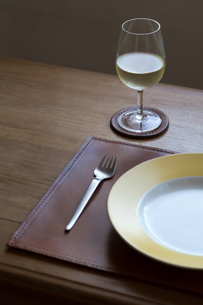 Handmade Leather Placemat 12x18" – Vegetable Tanned Full-Grain Dining Table Mat, Premium Quality Gift