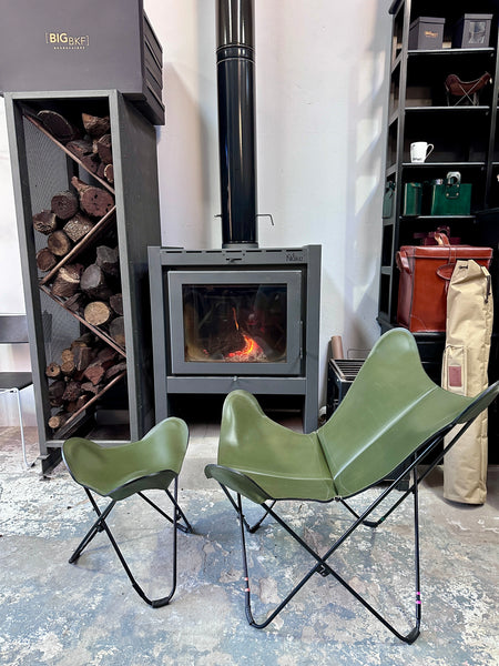 POLO LEATHER BUTTERFLY CHAIR WITH OTTOMAN