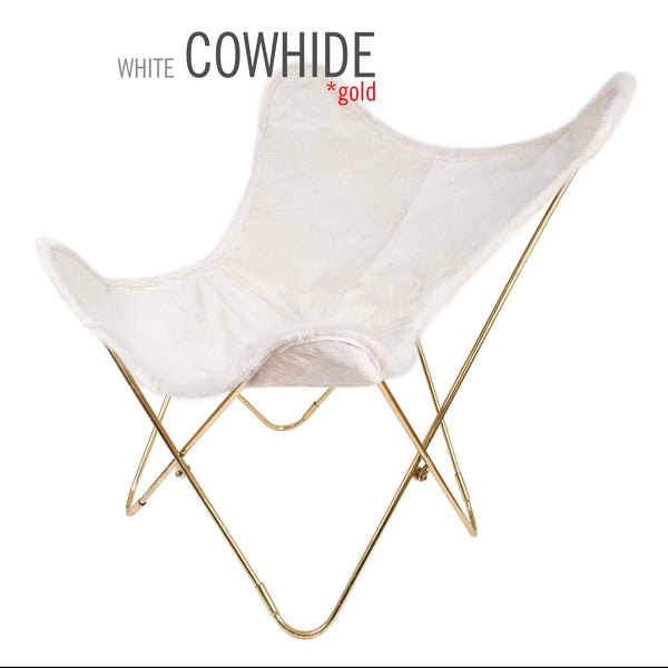 SILLA MARIPOSA LIMITED DE PIEL VAQUETA BLANCA