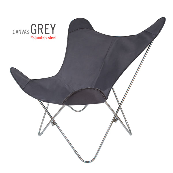 SUNBRELLA FABRIC GREY BUTTERFLY CHAIR