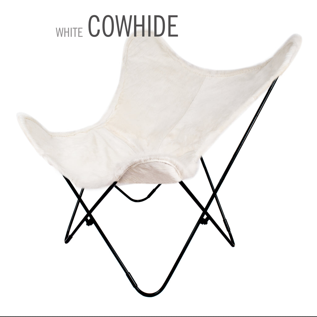 SILLA MARIPOSA LIMITED DE PIEL VAQUETA BLANCA