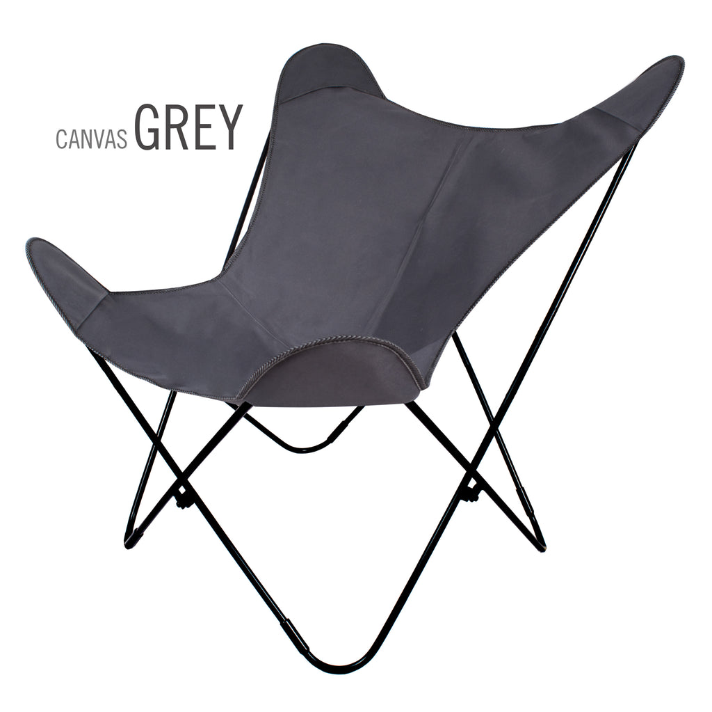 SUNBRELLA FABRIC GREY BUTTERFLY CHAIR