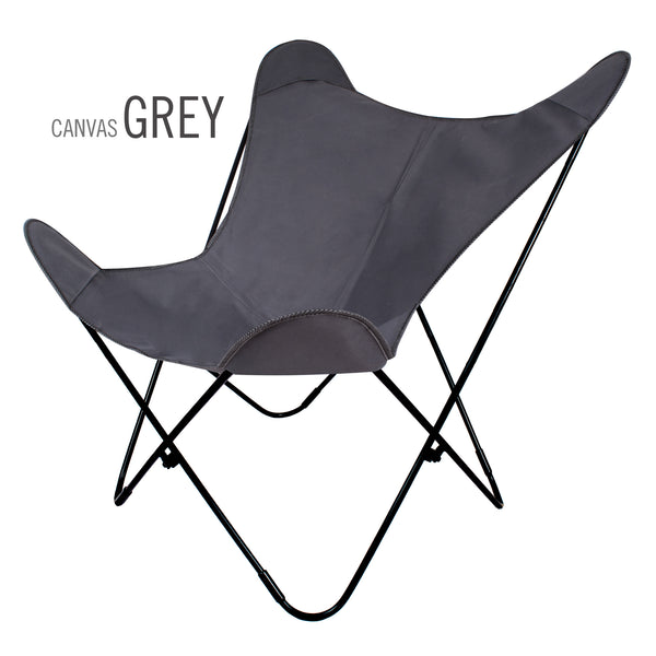 SUNBRELLA FABRIC GREY BUTTERFLY CHAIR