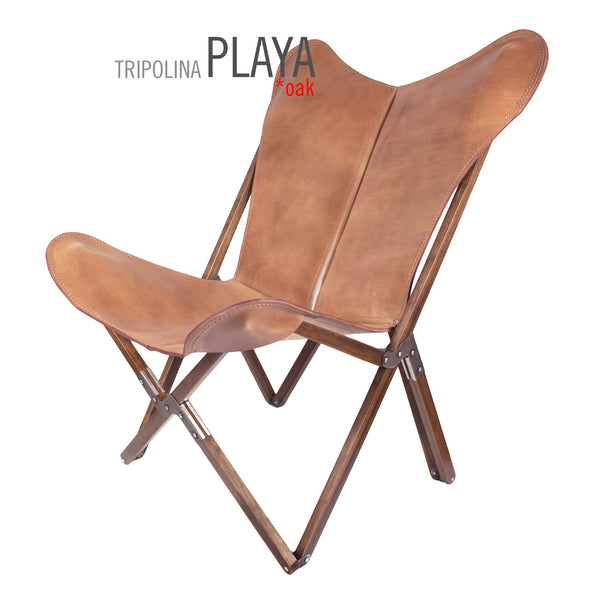 PALERMO TRIPOLINA PLAYA NATURAL LEATHER CHAIR