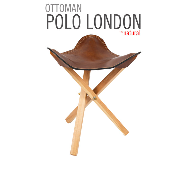 TABURETE DE CAMP PLEGABLE DE CUERO POLO