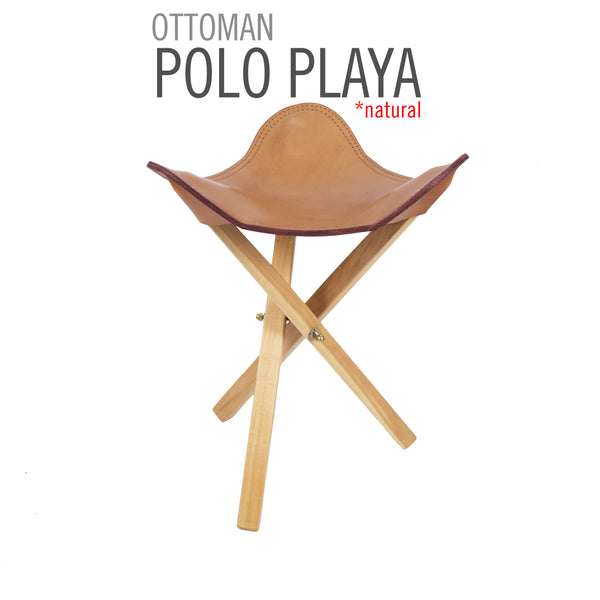 TABURETE DE CAMP PLEGABLE DE CUERO POLO