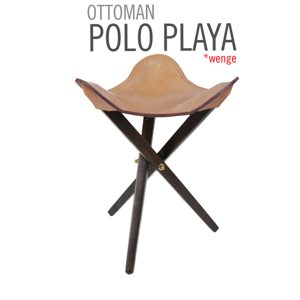 TABURETE DE CAMP PLEGABLE DE CUERO POLO