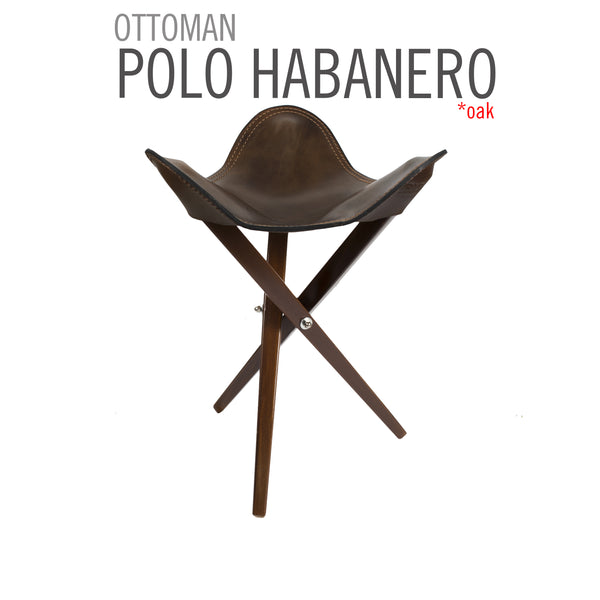 TABURETE DE CAMP PLEGABLE DE CUERO POLO