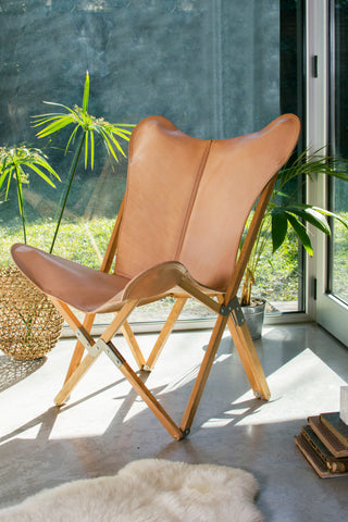 PALERMO TRIPOLINA PLAYA NATURAL LEATHER CHAIR