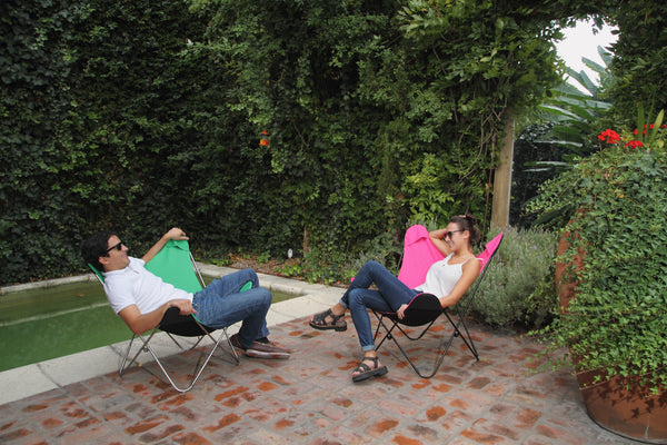 SUNBRELLA FABRIC GREEN BUTTERFLY CHAIR