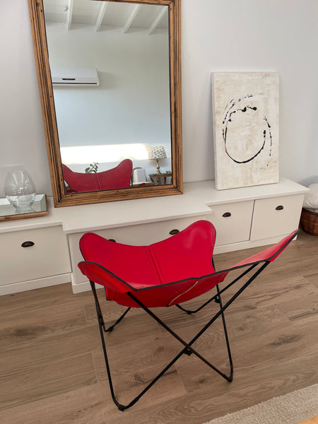 SILLA MARIPOSA DE PIEL FERRARI ROJA POLO FANGIO