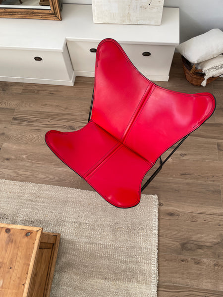 SILLA MARIPOSA DE PIEL FERRARI ROJA POLO FANGIO