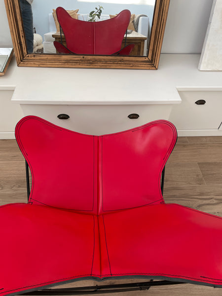 SILLA MARIPOSA DE PIEL FERRARI ROJA POLO FANGIO