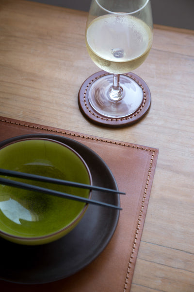 Handmade Leather Placemat 12x18" – Vegetable Tanned Full-Grain Dining Table Mat, Premium Quality Gift