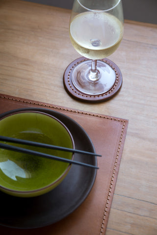 Handmade Leather Placemat 12x18" – Vegetable Tanned Full-Grain Dining Table Mat, Premium Quality Gift