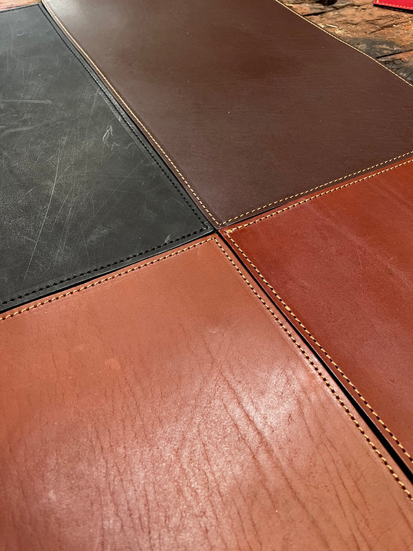 手工皮革餐垫 12x18 英寸 – 植物鞣制全粒面餐桌垫，优质礼品