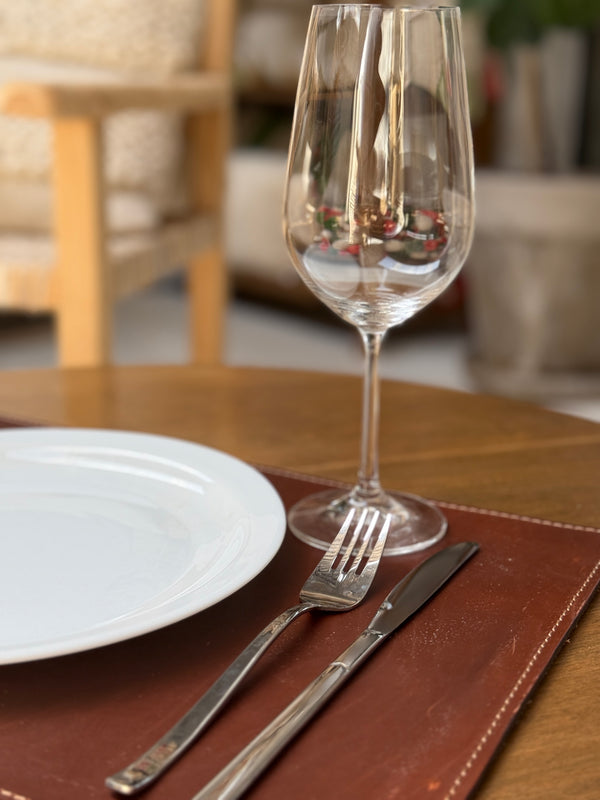 手工皮革餐垫 12x18 英寸 – 植物鞣制全粒面餐桌垫，优质礼品