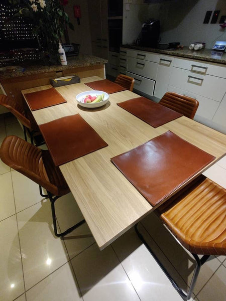 Handmade Leather Placemat 12x18" – Vegetable Tanned Full-Grain Dining Table Mat, Premium Quality Gift