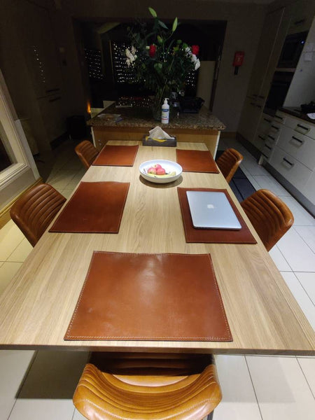 Handmade Leather Placemat 12x18" – Vegetable Tanned Full-Grain Dining Table Mat, Premium Quality Gift
