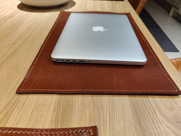 Handmade Leather Placemat 12x18" – Vegetable Tanned Full-Grain Dining Table Mat, Premium Quality Gift