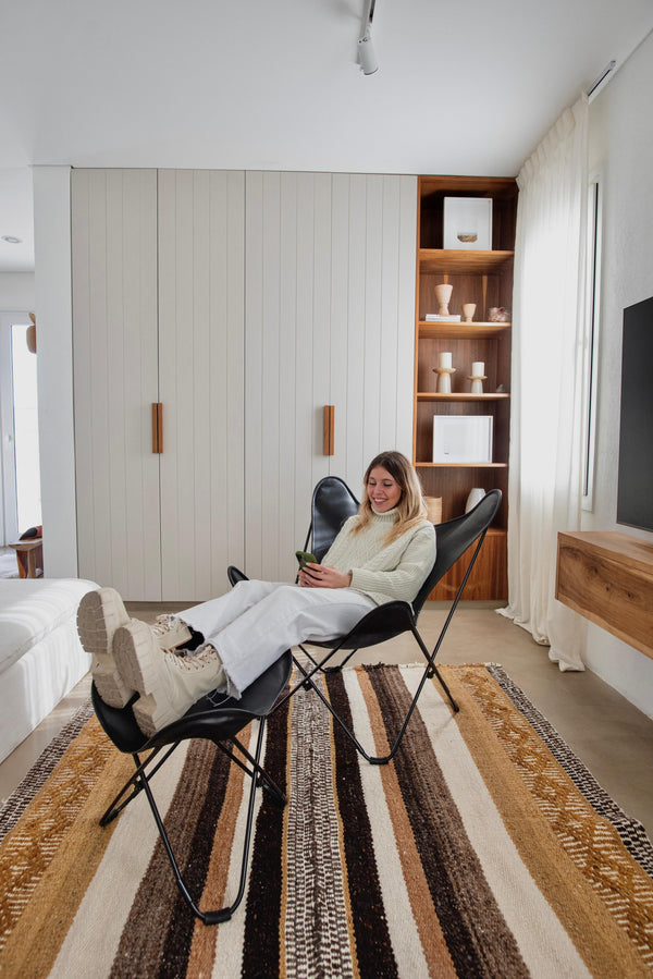 VAQUETA LEATHER BUTTERFLY CHAIR WITH OTTOMAN