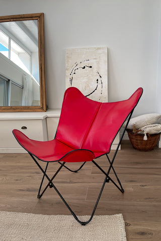 POLO FANGIO RED FERRARI LEATHER BUTTERFLY CHAIR