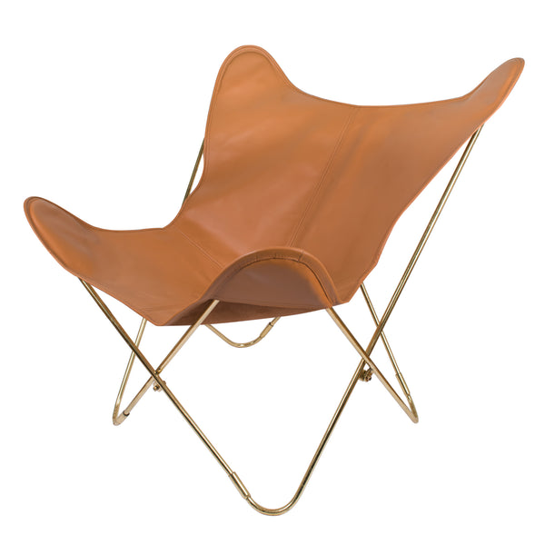 SILLA MARIPOSA DE PIEL VAQUETA WHISKY