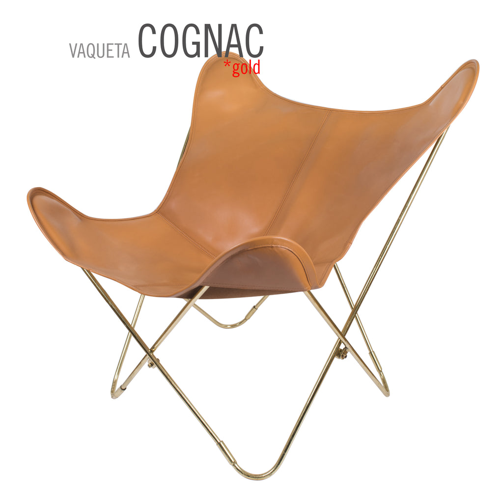 VAQUETA COGNAC LEATHER BUTTERFLY CHAIR – Big BKF Buenos Aires