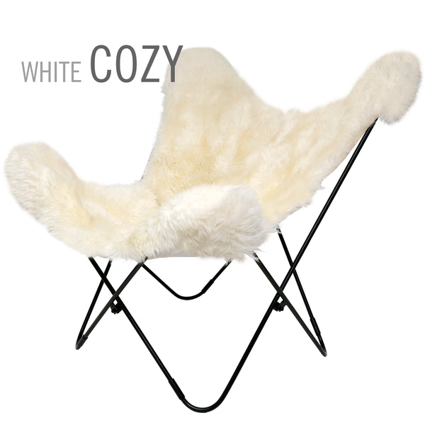 CUSTOM PATAGONIA WHITE COZY SHEEPSKIN SHEARLING BUTTERFLY CHAIR COVER