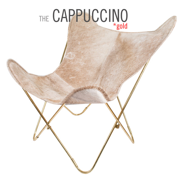 THE CAPPUCCINO COWHIDE BUTTERFLY CHAIR