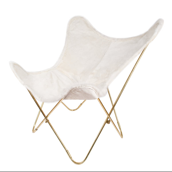 SILLA MARIPOSA LIMITED DE PIEL VAQUETA BLANCA