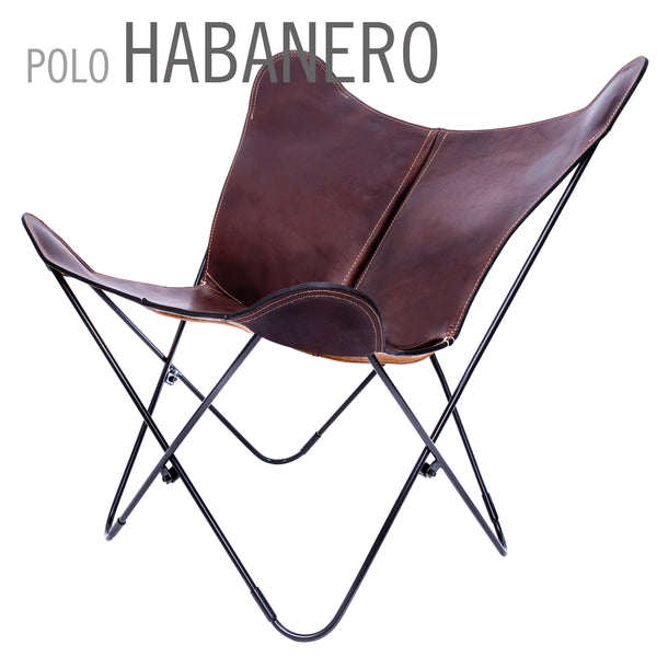 SILLA MARIPOSA DE PIEL CON OTOMANA POLO