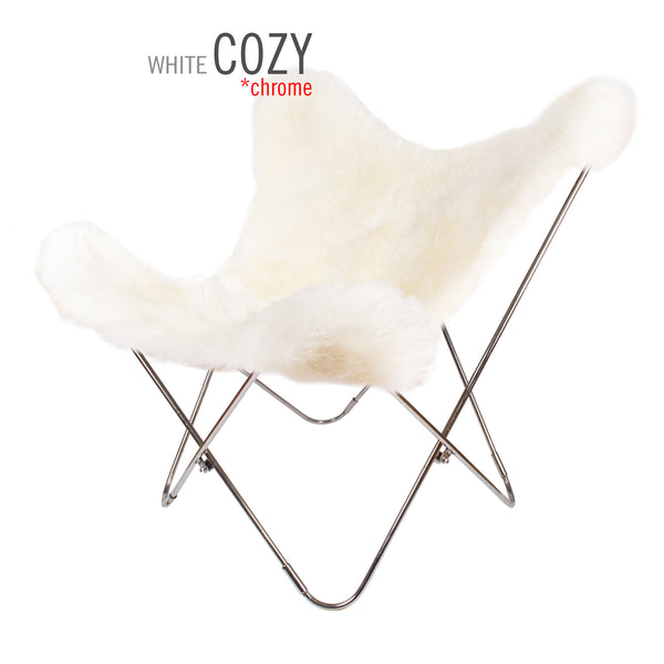 CUSTOM PATAGONIA WHITE COZY SHEEPSKIN SHEARLING BUTTERFLY CHAIR COVER