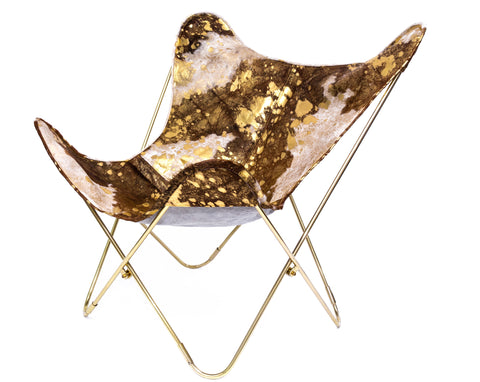 GOLD TRANSFER LEATHER BUTTERFLY CHAIR