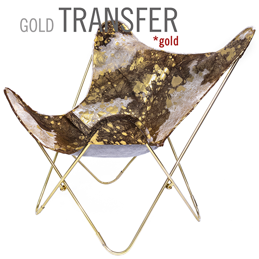 GOLD TRANSFER LEATHER BUTTERFLY CHAIR