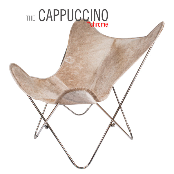 THE CAPPUCCINO COWHIDE BUTTERFLY CHAIR