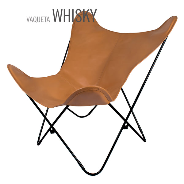 VAQUETA LEATHER BUTTERFLY CHAIR WITH OTTOMAN