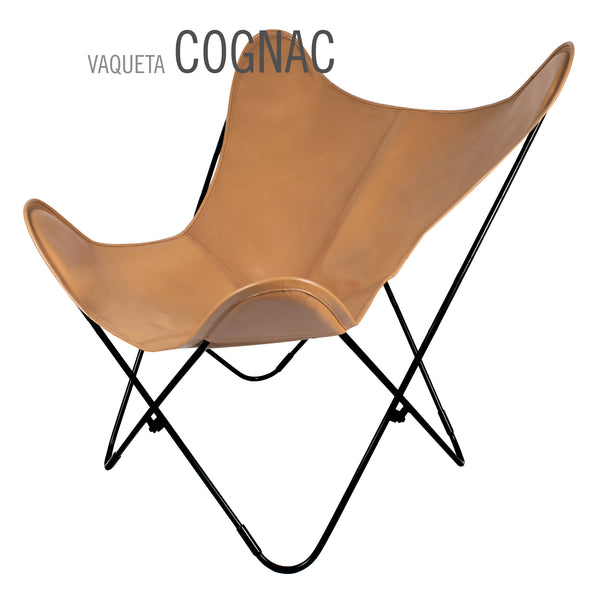 VAQUETA LEATHER BUTTERFLY CHAIR WITH OTTOMAN
