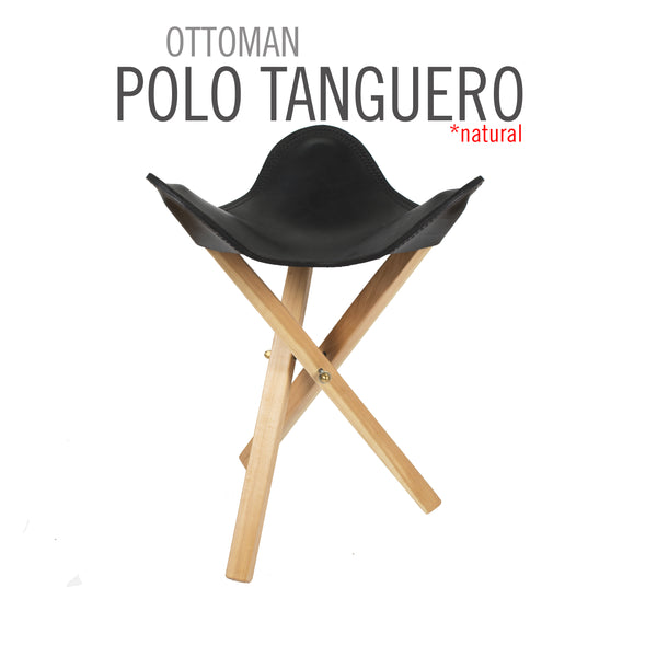 TABURETE DE CAMP PLEGABLE DE CUERO POLO