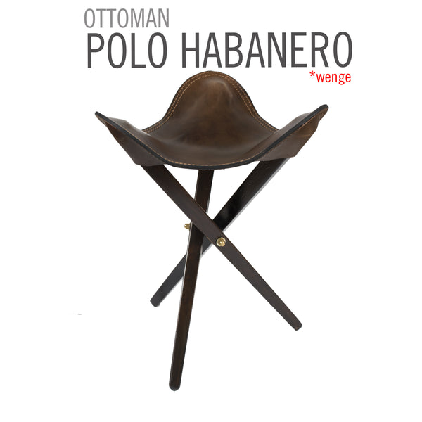 TABURETE DE CAMP PLEGABLE DE CUERO POLO