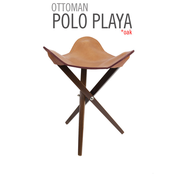 TABURETE DE CAMP PLEGABLE DE CUERO POLO