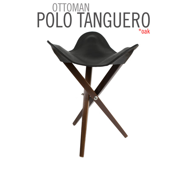 TABURETE DE CAMP PLEGABLE DE CUERO POLO