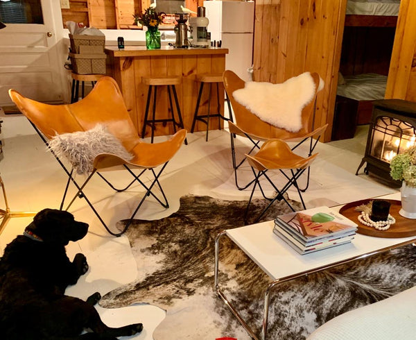 Polo 皮革蝴蝶椅带脚凳