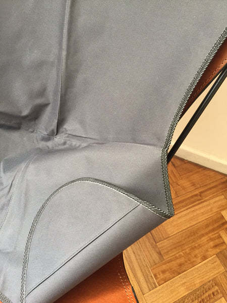 SUNBRELLA FABRIC GREY BUTTERFLY CHAIR