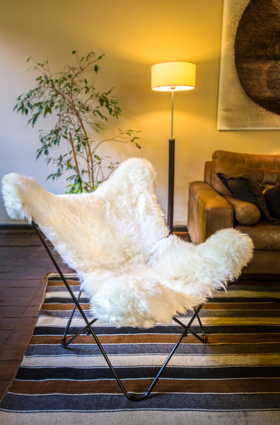 CUSTOM PATAGONIA WHITE COZY SHEEPSKIN SHEARLING BUTTERFLY CHAIR COVER