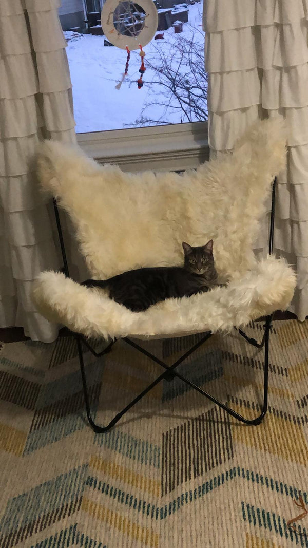 PATAGONIA WHITE WILD OR SHORN SHEEPSKIN BUTTERFLY CHAIR