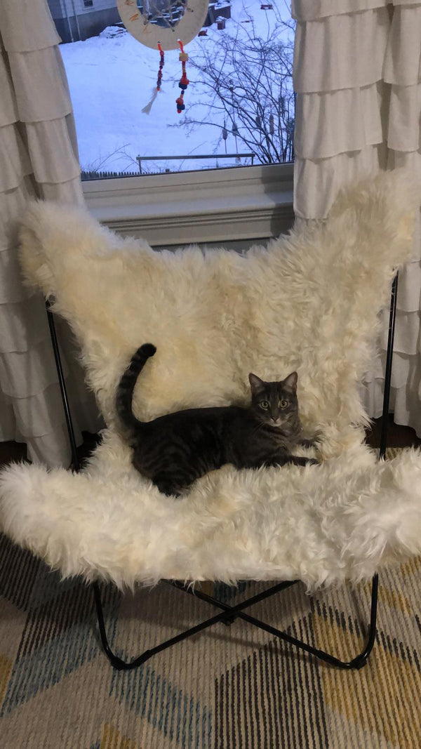 PATAGONIA WHITE WILD OR SHORN SHEEPSKIN BUTTERFLY CHAIR
